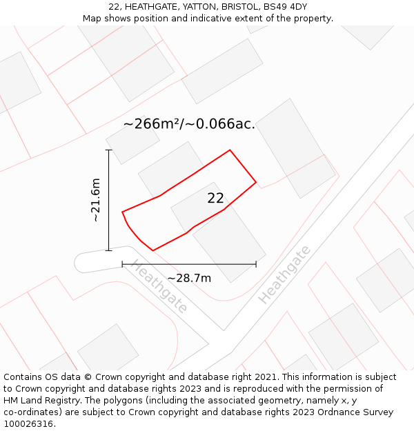 22, HEATHGATE, YATTON, BRISTOL, BS49 4DY: Plot and title map