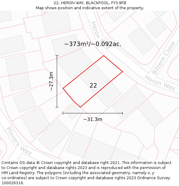 22, HERON WAY, BLACKPOOL, FY3 8FB: Plot and title map