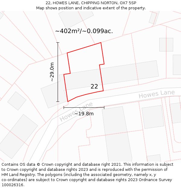 22, HOWES LANE, CHIPPING NORTON, OX7 5SP: Plot and title map