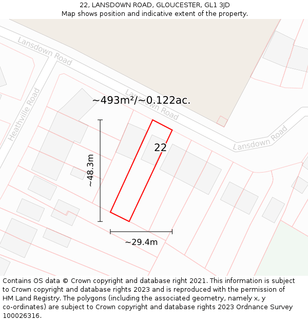 22, LANSDOWN ROAD, GLOUCESTER, GL1 3JD: Plot and title map