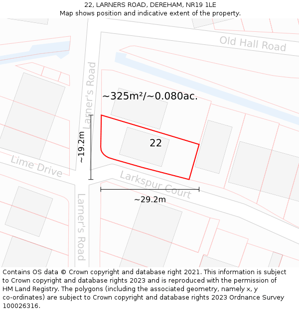 22, LARNERS ROAD, DEREHAM, NR19 1LE: Plot and title map