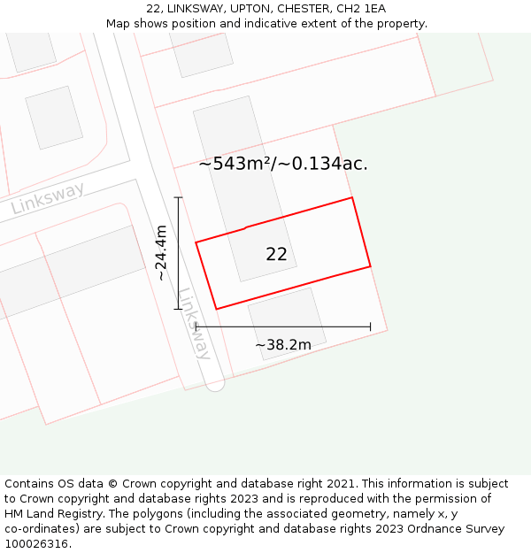 22, LINKSWAY, UPTON, CHESTER, CH2 1EA: Plot and title map