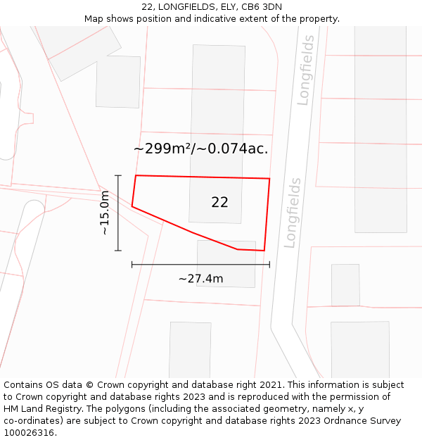 22, LONGFIELDS, ELY, CB6 3DN: Plot and title map