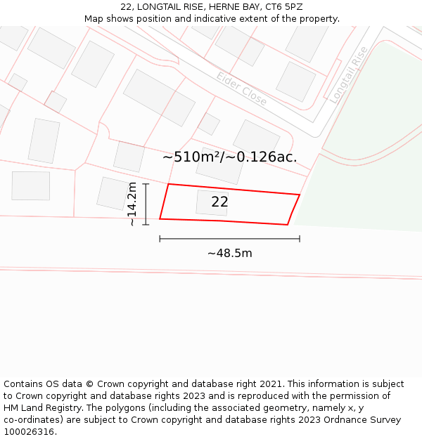22, LONGTAIL RISE, HERNE BAY, CT6 5PZ: Plot and title map