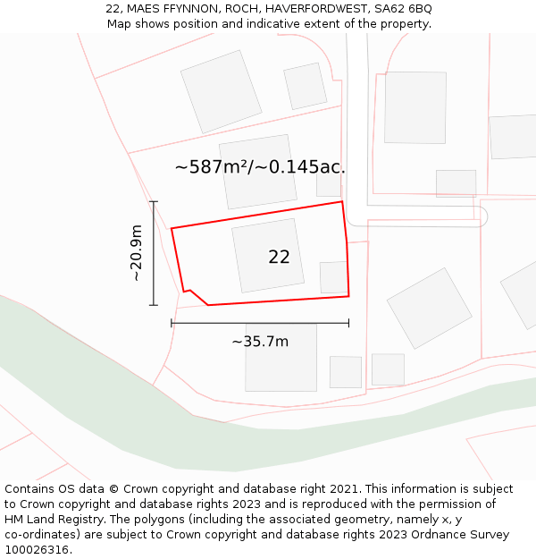 22, MAES FFYNNON, ROCH, HAVERFORDWEST, SA62 6BQ: Plot and title map