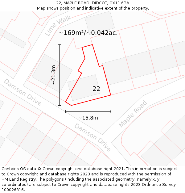 22, MAPLE ROAD, DIDCOT, OX11 6BA: Plot and title map