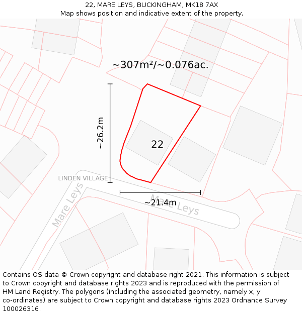 22, MARE LEYS, BUCKINGHAM, MK18 7AX: Plot and title map