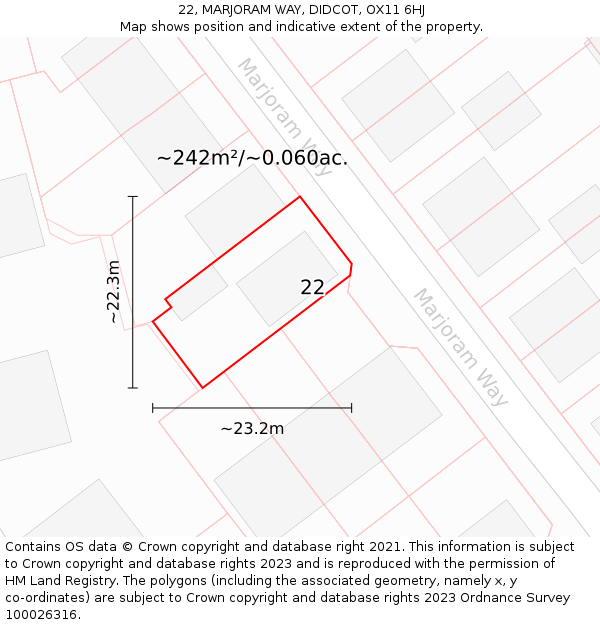 22, MARJORAM WAY, DIDCOT, OX11 6HJ: Plot and title map