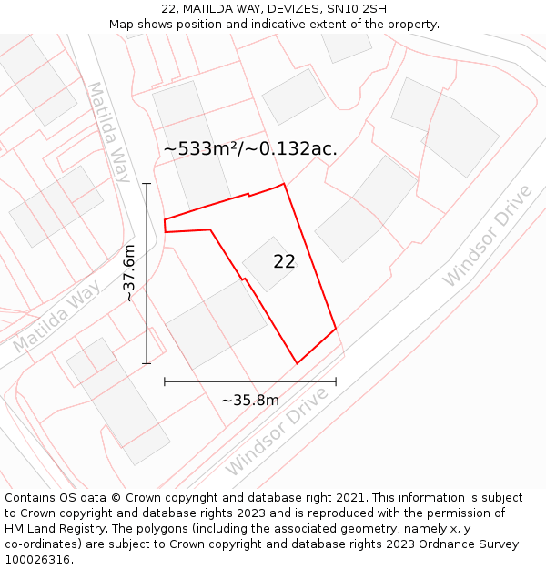 22, MATILDA WAY, DEVIZES, SN10 2SH: Plot and title map