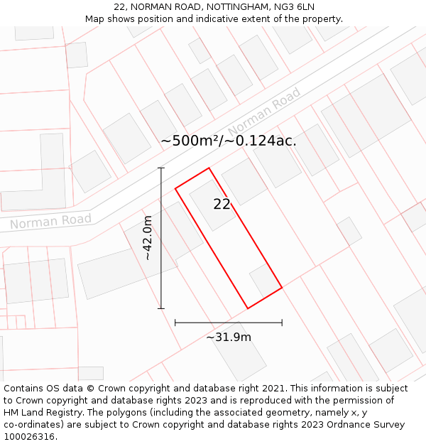 22, NORMAN ROAD, NOTTINGHAM, NG3 6LN: Plot and title map
