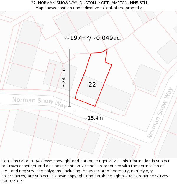 22, NORMAN SNOW WAY, DUSTON, NORTHAMPTON, NN5 6FH: Plot and title map