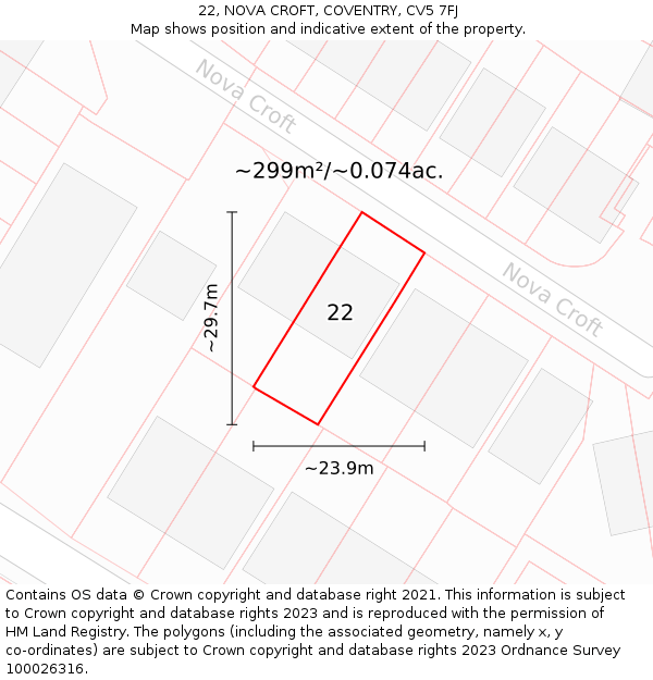 22, NOVA CROFT, COVENTRY, CV5 7FJ: Plot and title map