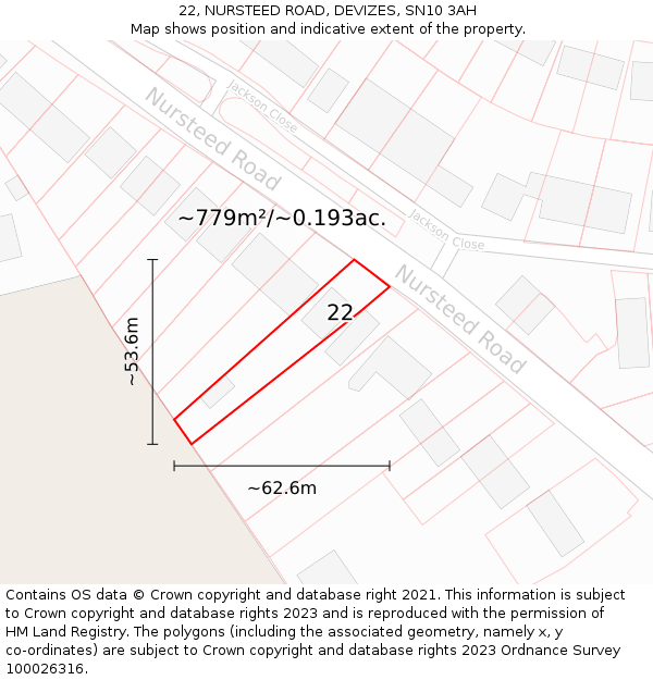 22, NURSTEED ROAD, DEVIZES, SN10 3AH: Plot and title map
