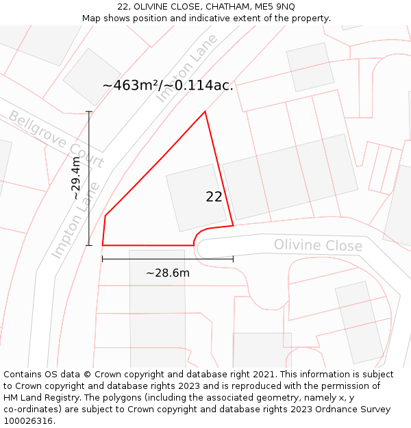 22, OLIVINE CLOSE, CHATHAM, ME5 9NQ: Plot and title map