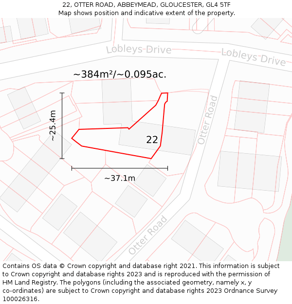 22, OTTER ROAD, ABBEYMEAD, GLOUCESTER, GL4 5TF: Plot and title map