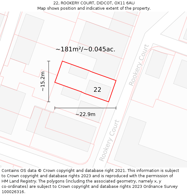 22, ROOKERY COURT, DIDCOT, OX11 6AU: Plot and title map