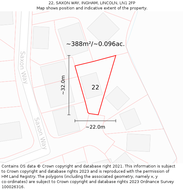 22, SAXON WAY, INGHAM, LINCOLN, LN1 2FP: Plot and title map