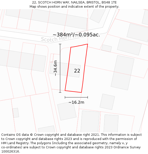 22, SCOTCH HORN WAY, NAILSEA, BRISTOL, BS48 1TE: Plot and title map