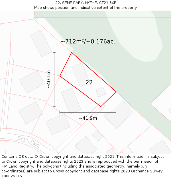 22, SENE PARK, HYTHE, CT21 5XB: Plot and title map