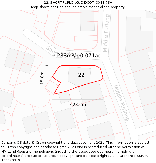 22, SHORT FURLONG, DIDCOT, OX11 7SH: Plot and title map