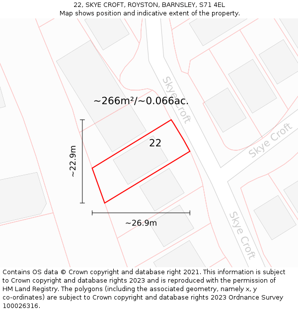 22, SKYE CROFT, ROYSTON, BARNSLEY, S71 4EL: Plot and title map