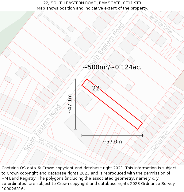 22, SOUTH EASTERN ROAD, RAMSGATE, CT11 9TR: Plot and title map