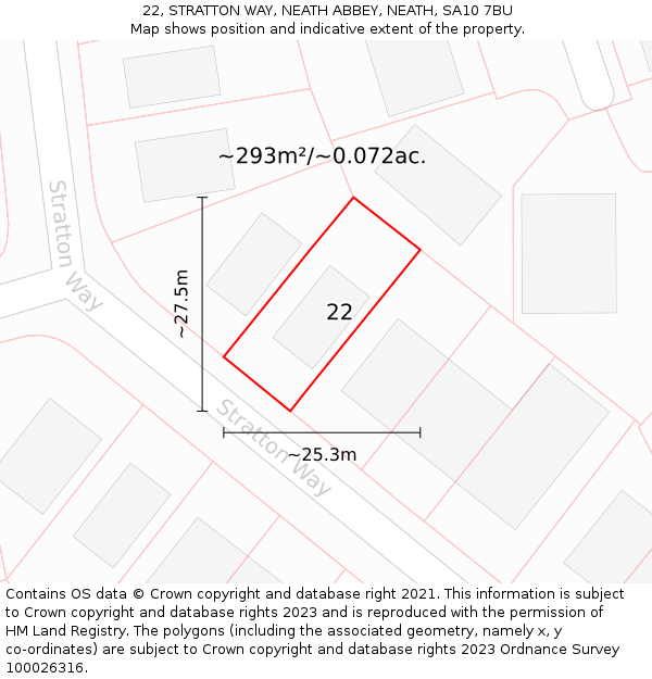 22, STRATTON WAY, NEATH ABBEY, NEATH, SA10 7BU: Plot and title map
