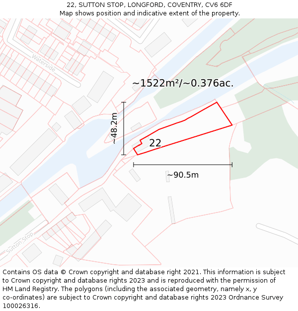 22, SUTTON STOP, LONGFORD, COVENTRY, CV6 6DF: Plot and title map