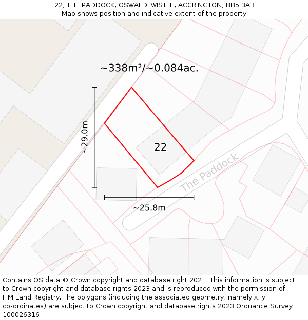 22, THE PADDOCK, OSWALDTWISTLE, ACCRINGTON, BB5 3AB: Plot and title map