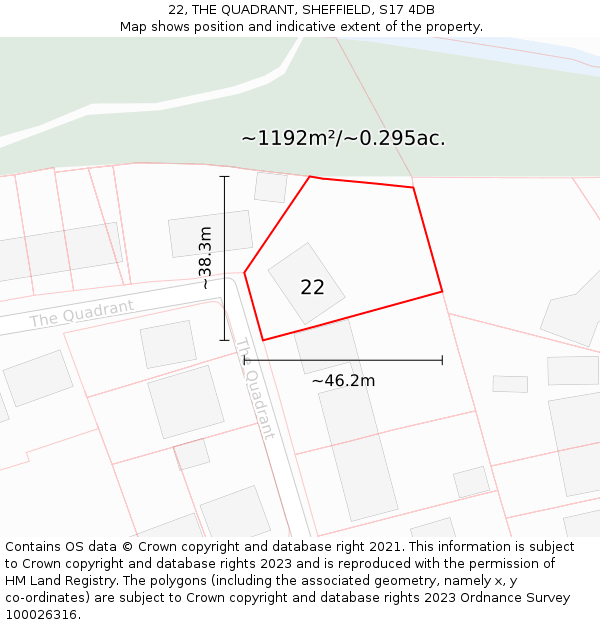 22, THE QUADRANT, SHEFFIELD, S17 4DB: Plot and title map