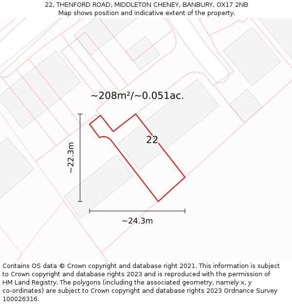 22, THENFORD ROAD, MIDDLETON CHENEY, BANBURY, OX17 2NB: Plot and title map