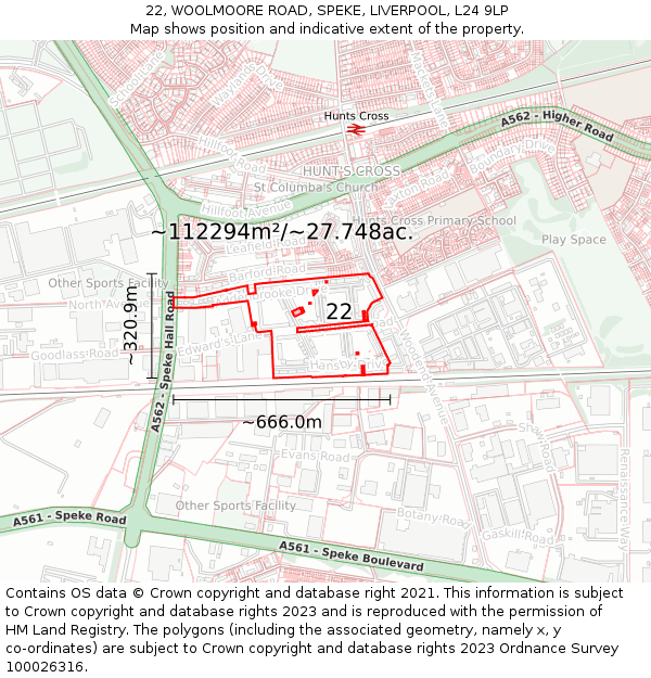 22, WOOLMOORE ROAD, SPEKE, LIVERPOOL, L24 9LP: Plot and title map