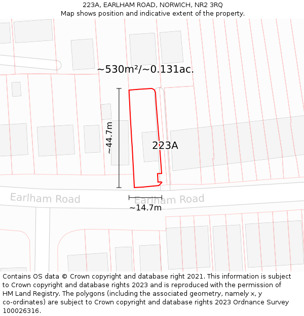 223A, EARLHAM ROAD, NORWICH, NR2 3RQ: Plot and title map