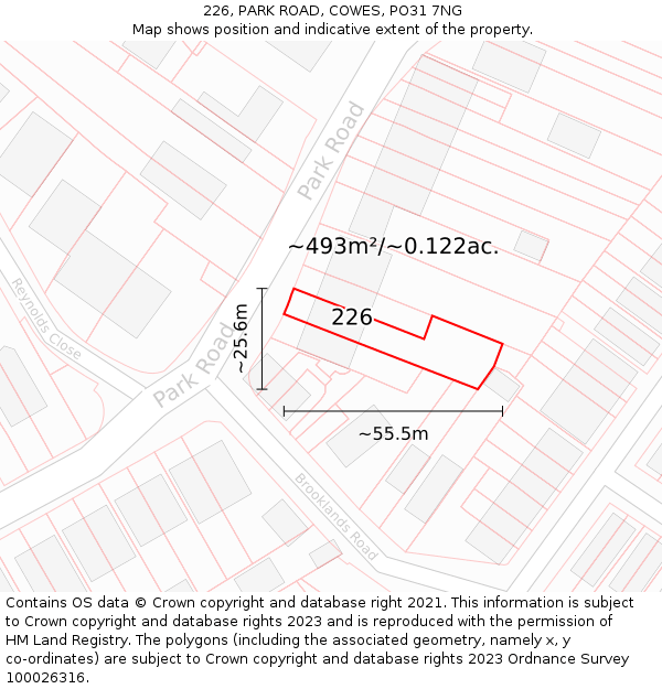 226, PARK ROAD, COWES, PO31 7NG: Plot and title map
