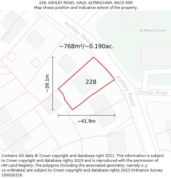 228, ASHLEY ROAD, HALE, ALTRINCHAM, WA15 9SR: Plot and title map