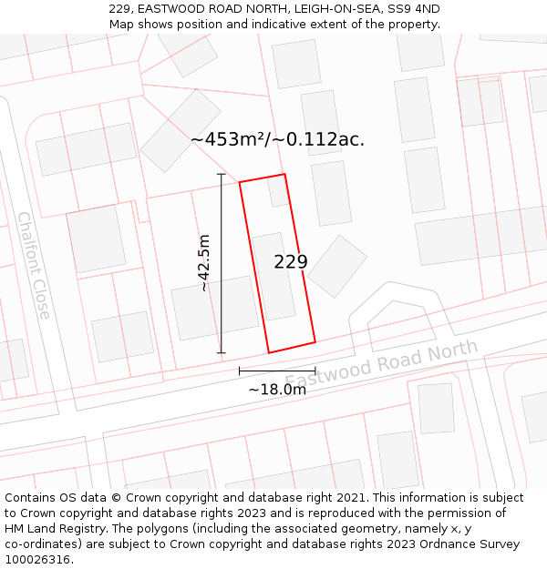 229, EASTWOOD ROAD NORTH, LEIGH-ON-SEA, SS9 4ND: Plot and title map