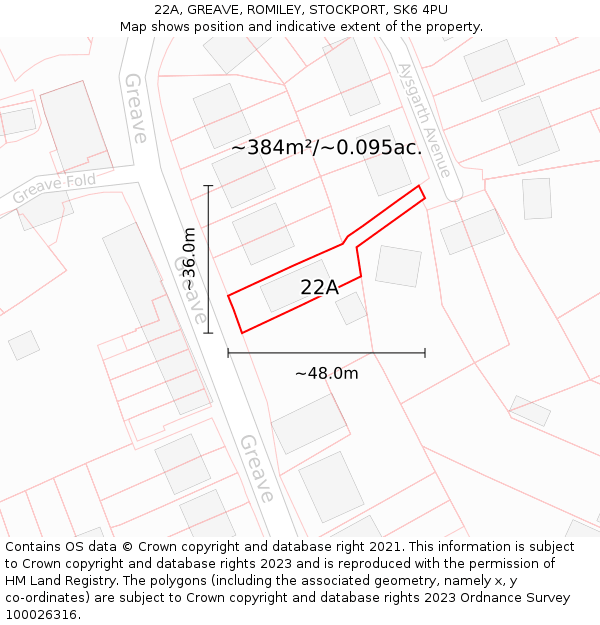 22A, GREAVE, ROMILEY, STOCKPORT, SK6 4PU: Plot and title map