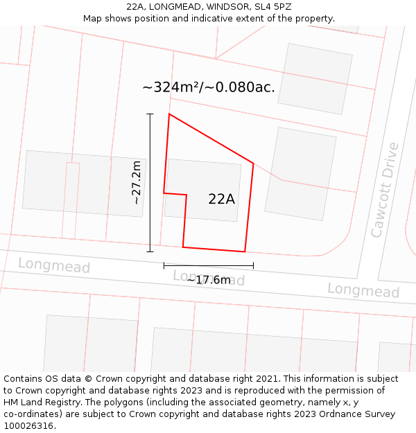22A, LONGMEAD, WINDSOR, SL4 5PZ: Plot and title map