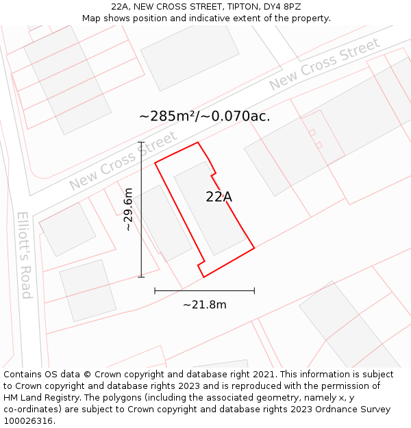 22A, NEW CROSS STREET, TIPTON, DY4 8PZ: Plot and title map