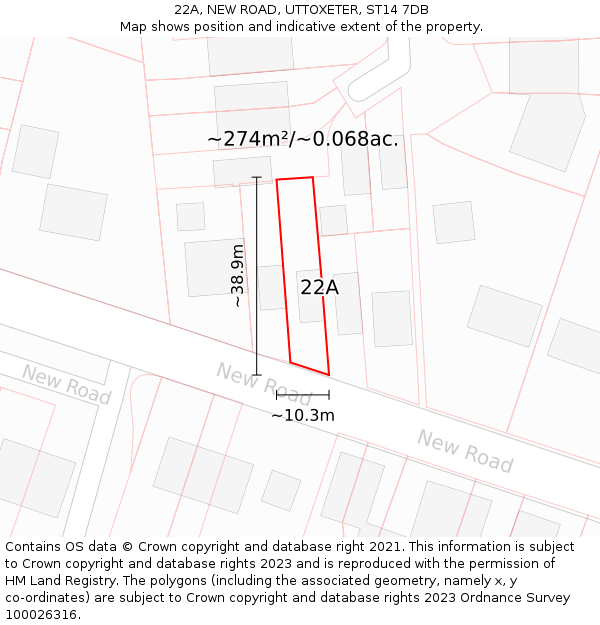 22A, NEW ROAD, UTTOXETER, ST14 7DB: Plot and title map