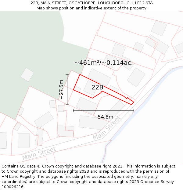 22B, MAIN STREET, OSGATHORPE, LOUGHBOROUGH, LE12 9TA: Plot and title map