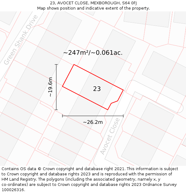 23, AVOCET CLOSE, MEXBOROUGH, S64 0FJ: Plot and title map
