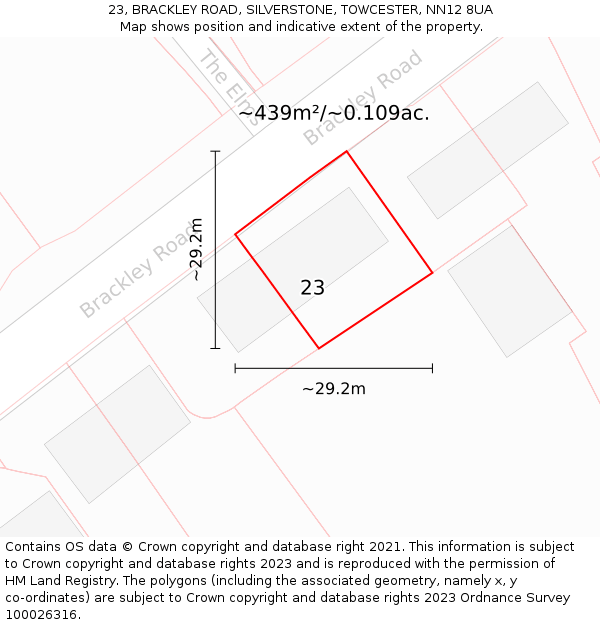 23, BRACKLEY ROAD, SILVERSTONE, TOWCESTER, NN12 8UA: Plot and title map