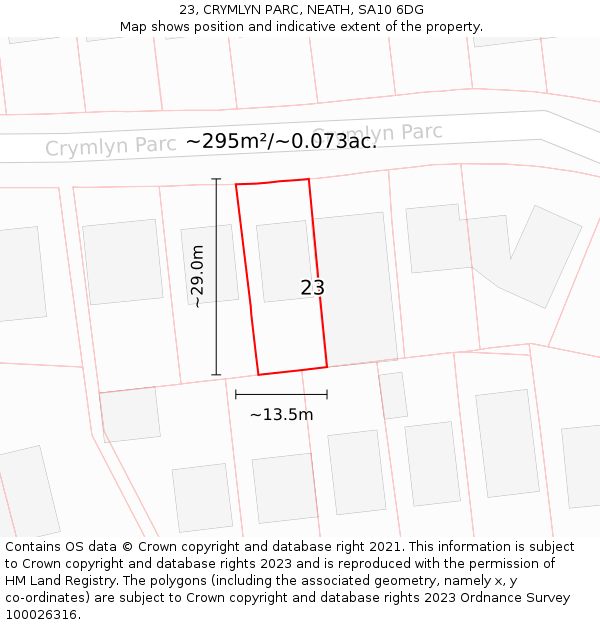 23, CRYMLYN PARC, NEATH, SA10 6DG: Plot and title map