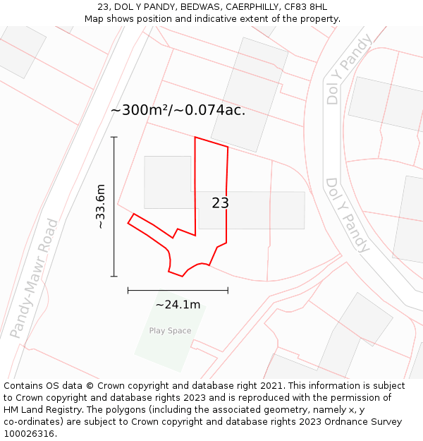 23, DOL Y PANDY, BEDWAS, CAERPHILLY, CF83 8HL: Plot and title map