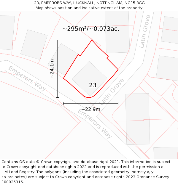 23, EMPERORS WAY, HUCKNALL, NOTTINGHAM, NG15 8GG: Plot and title map
