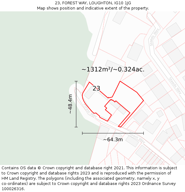 23, FOREST WAY, LOUGHTON, IG10 1JG: Plot and title map