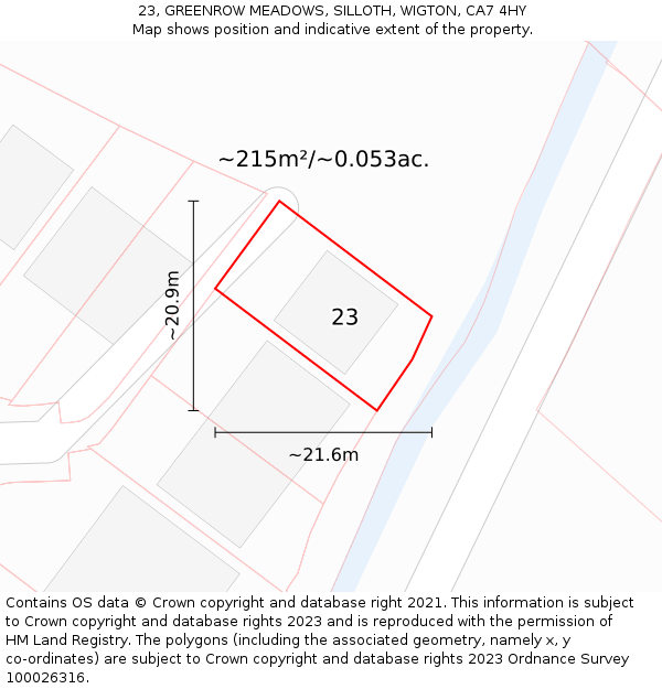 23, GREENROW MEADOWS, SILLOTH, WIGTON, CA7 4HY: Plot and title map