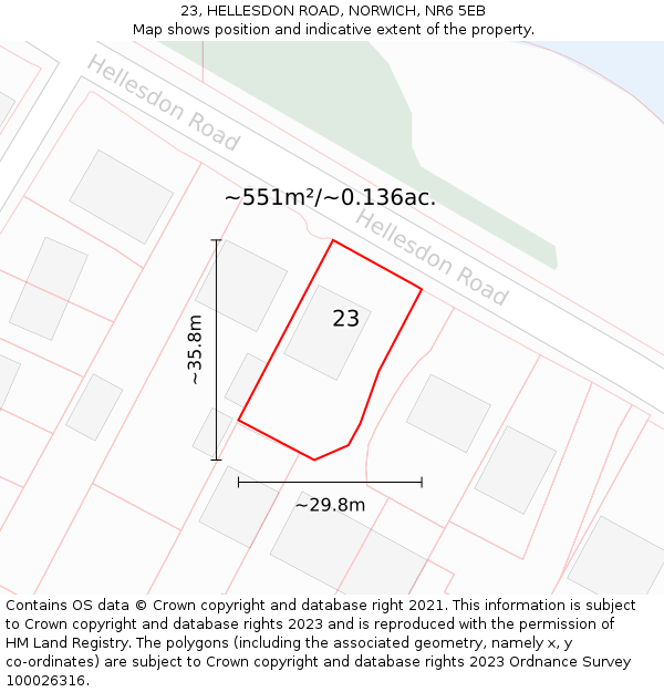 23, HELLESDON ROAD, NORWICH, NR6 5EB: Plot and title map