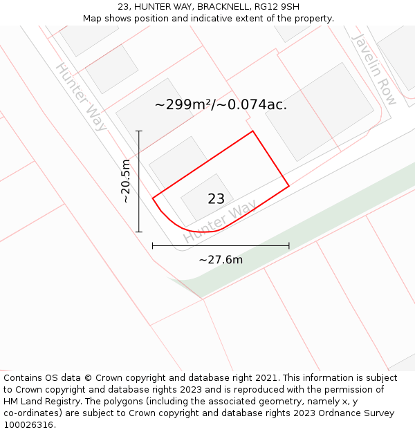23, HUNTER WAY, BRACKNELL, RG12 9SH: Plot and title map